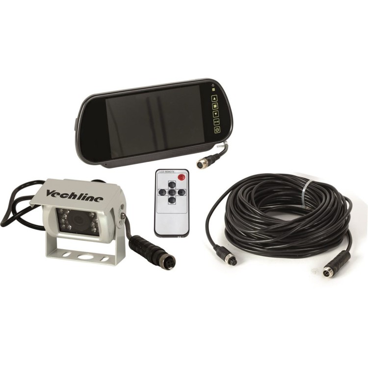 1 - KIT Câmera Traseira Camper Espelho Retrovisor VechLine Visio Cores 7"